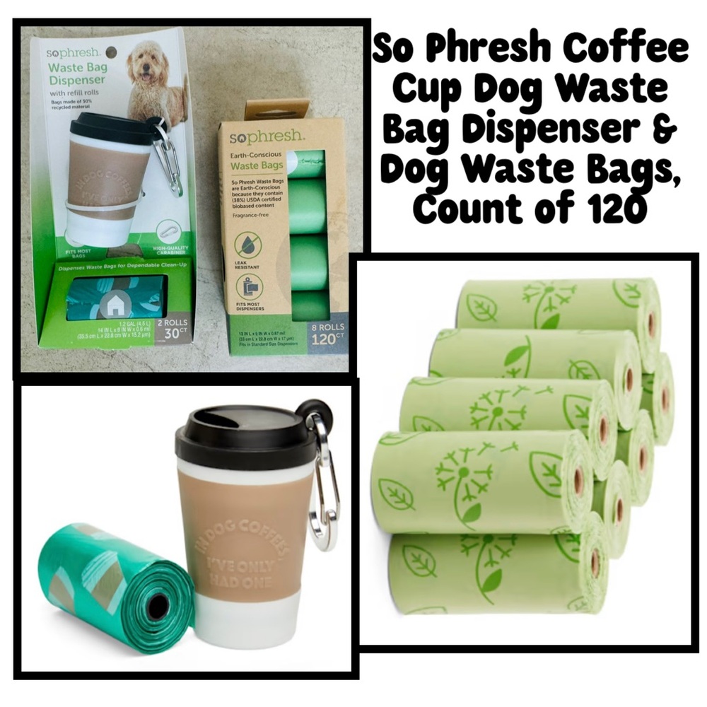 So Phresh Coffee Cup Dog Waste Bag Dispenser & Dog Waste Bags, Count of 120
